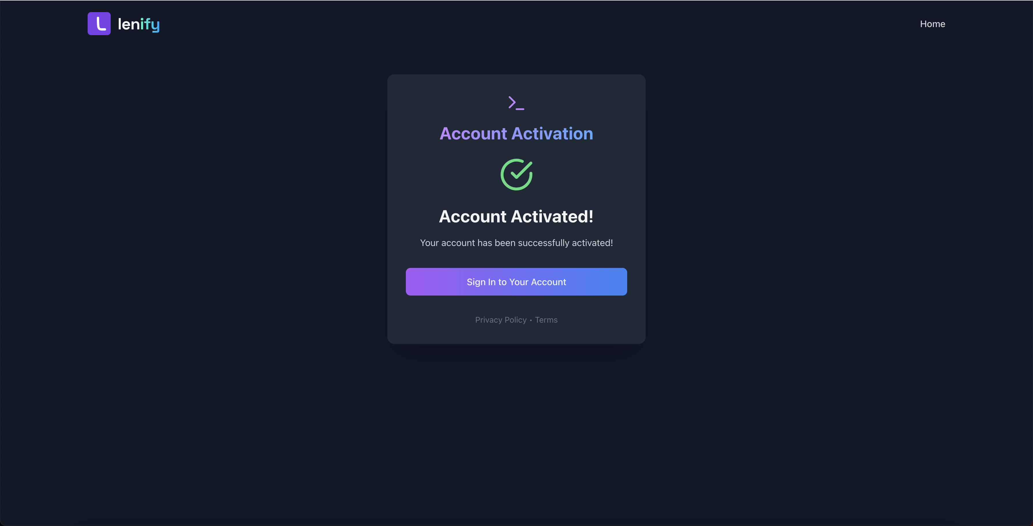 Lenify Account Activation