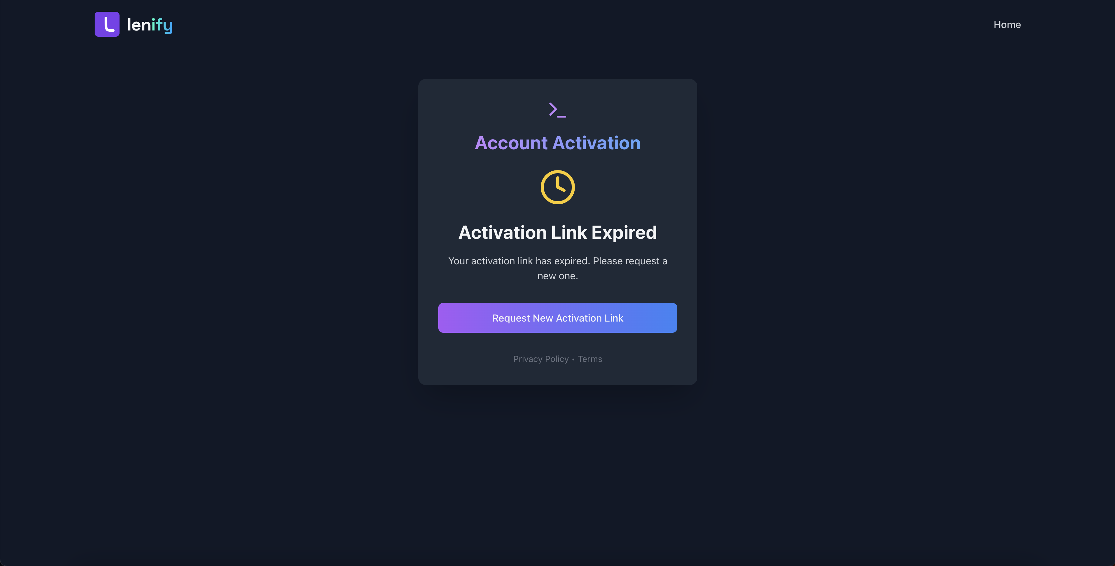 Lenify Activation Link Expired