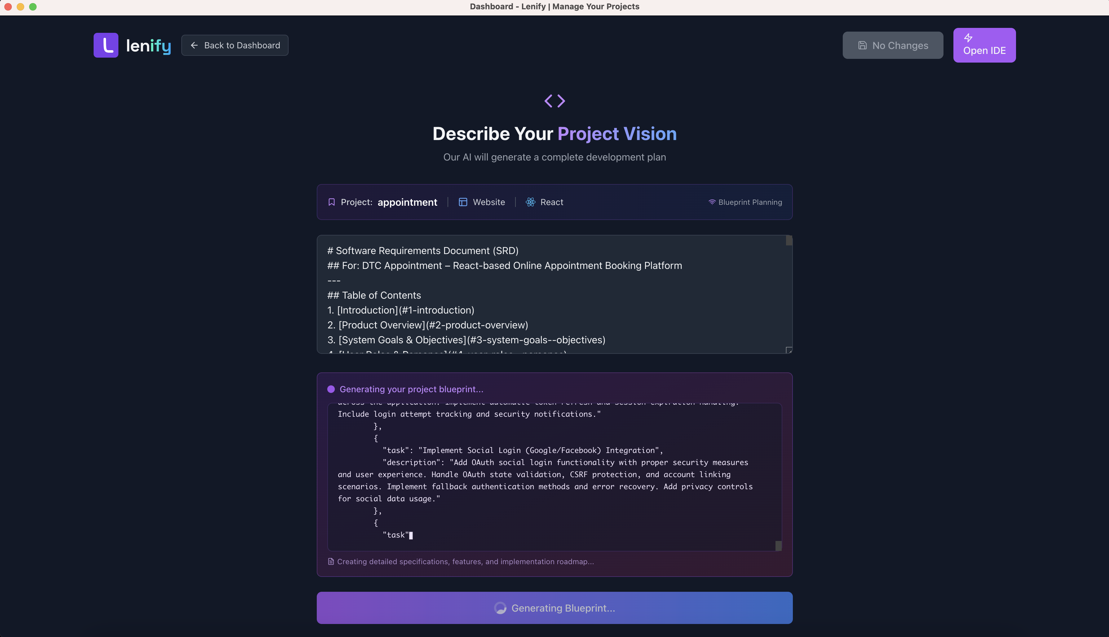 Lenify AI Blueprint Generation