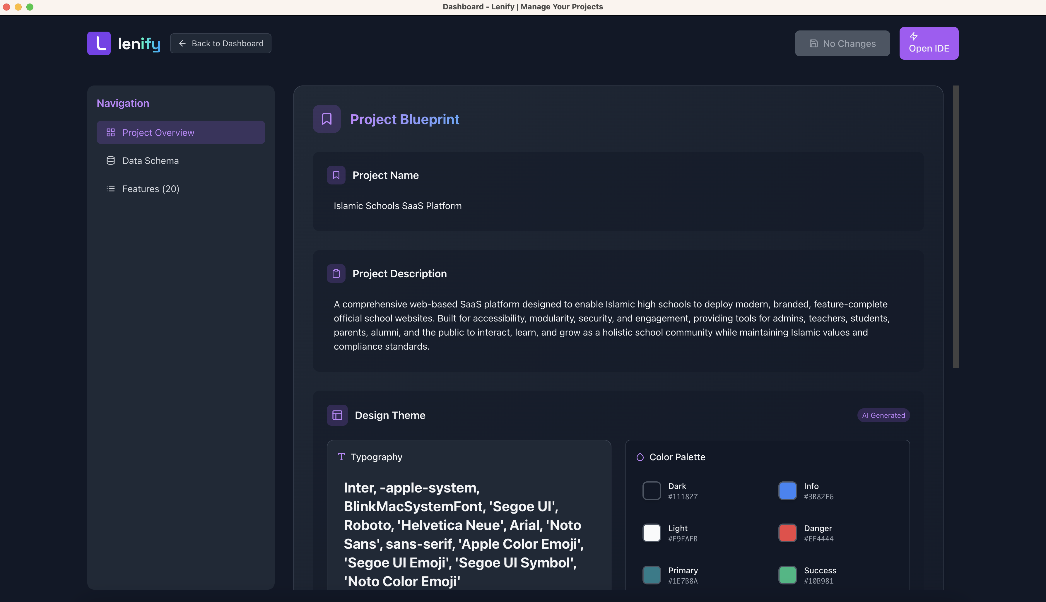 Lenify Blueprint Interface