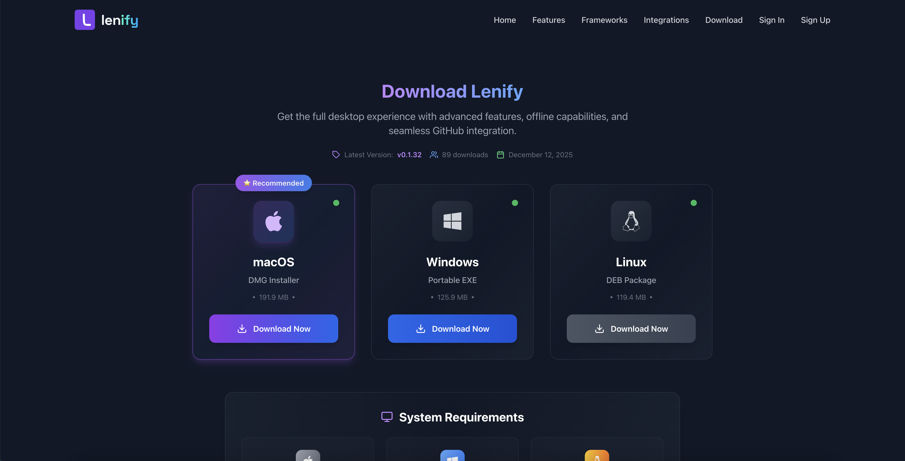 Lenify Download Page