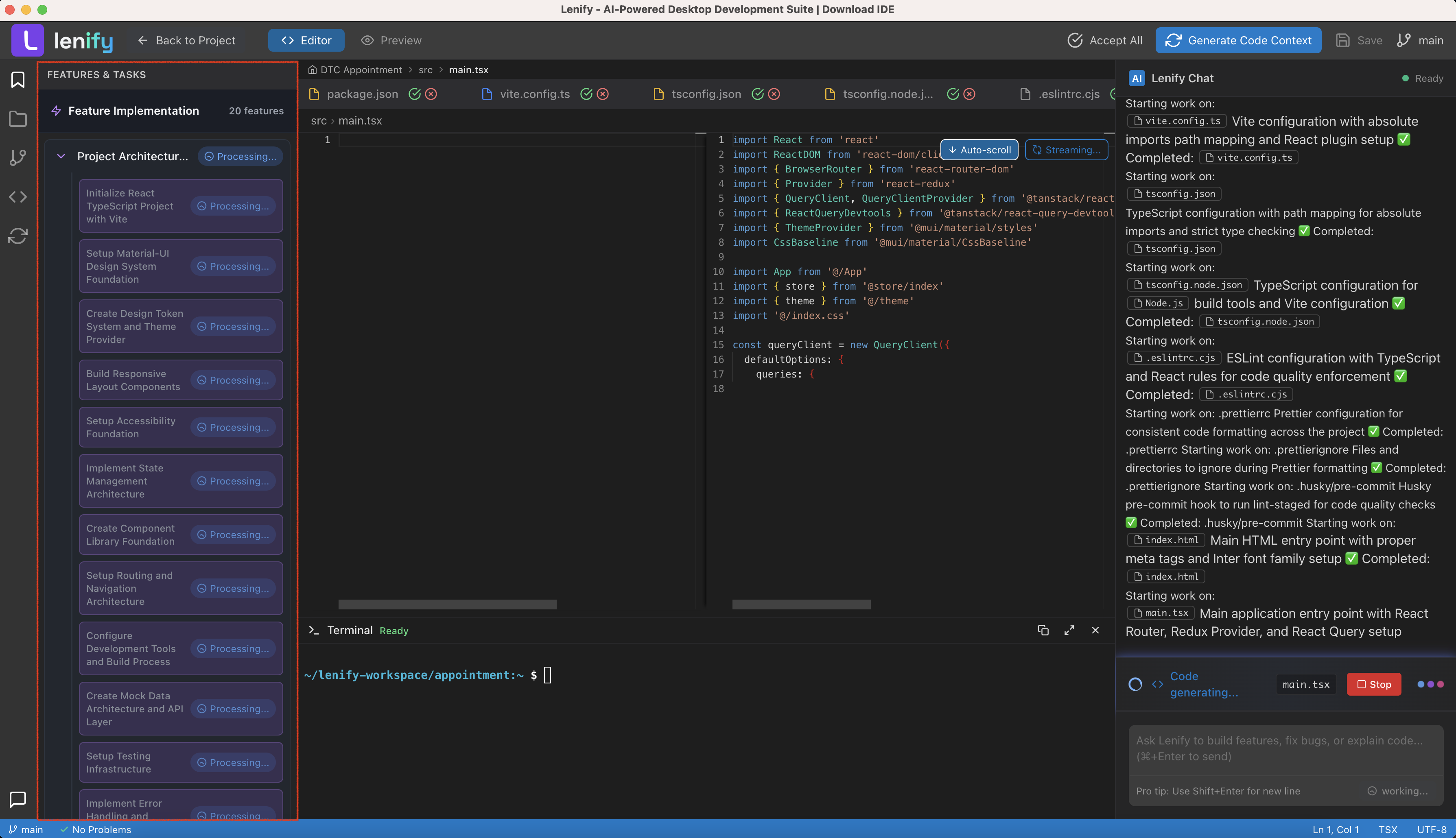 Lenify Feature-Based Development