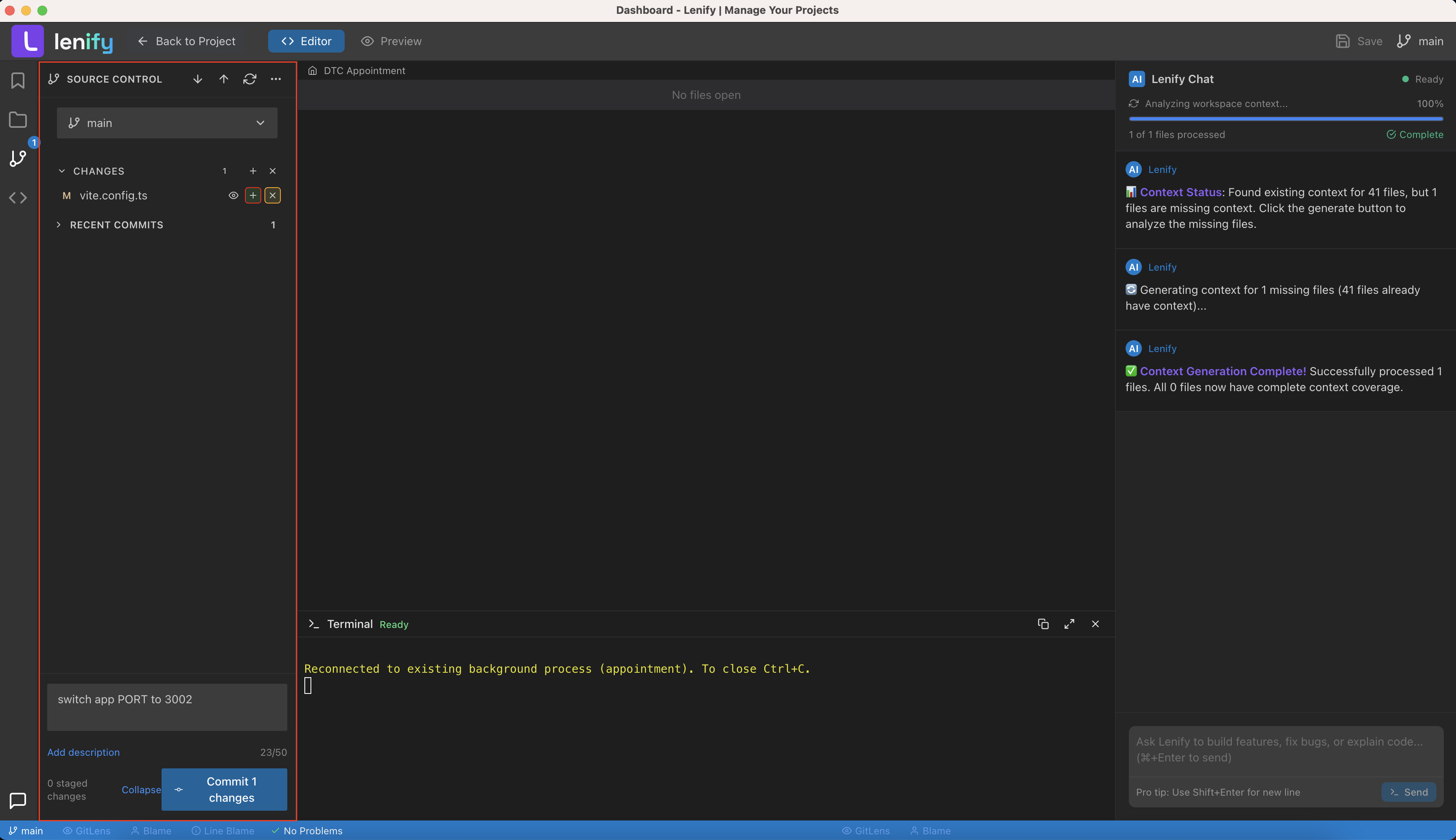 Lenify Git Source Control Interface