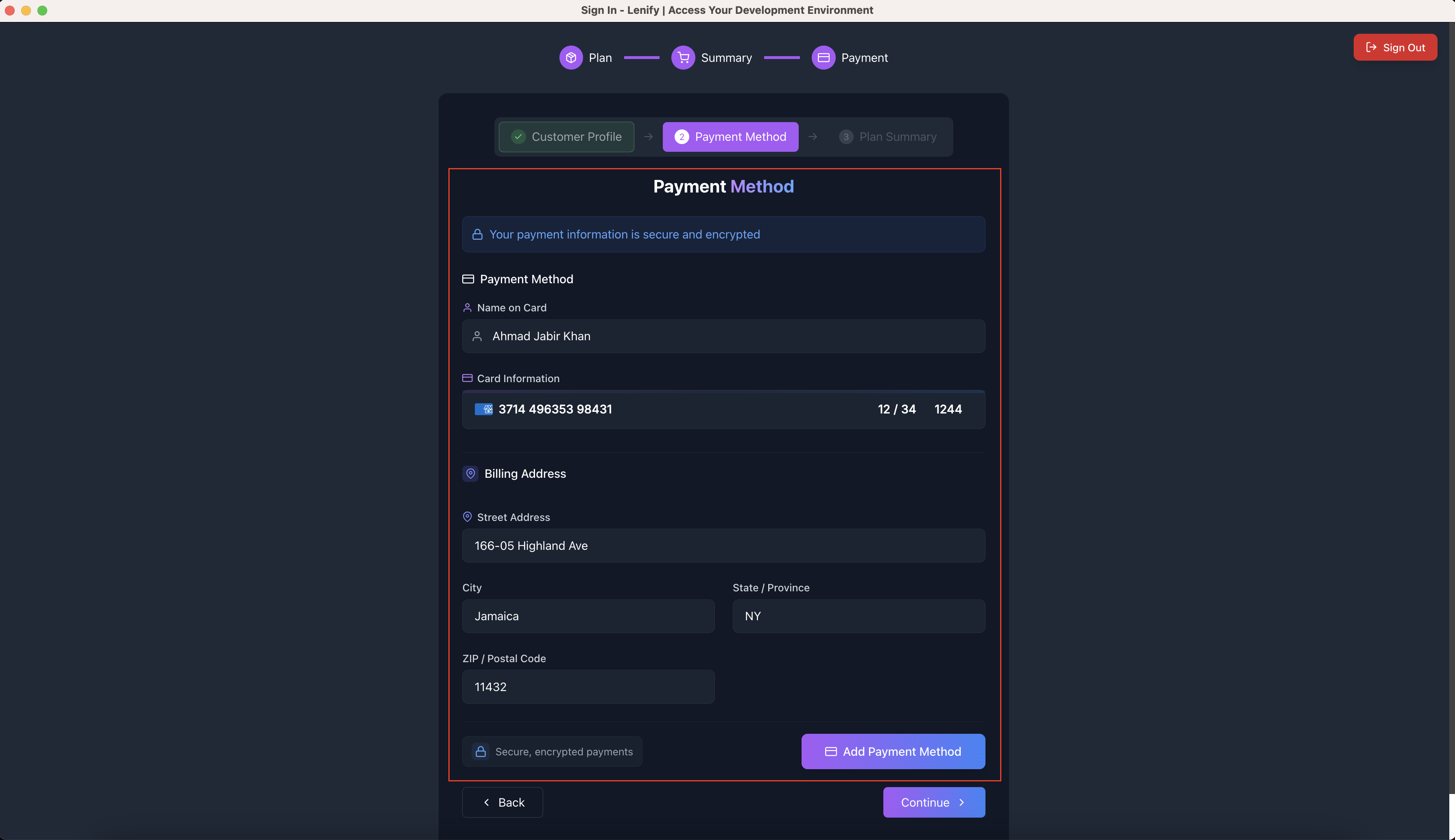 Payment Method Selection