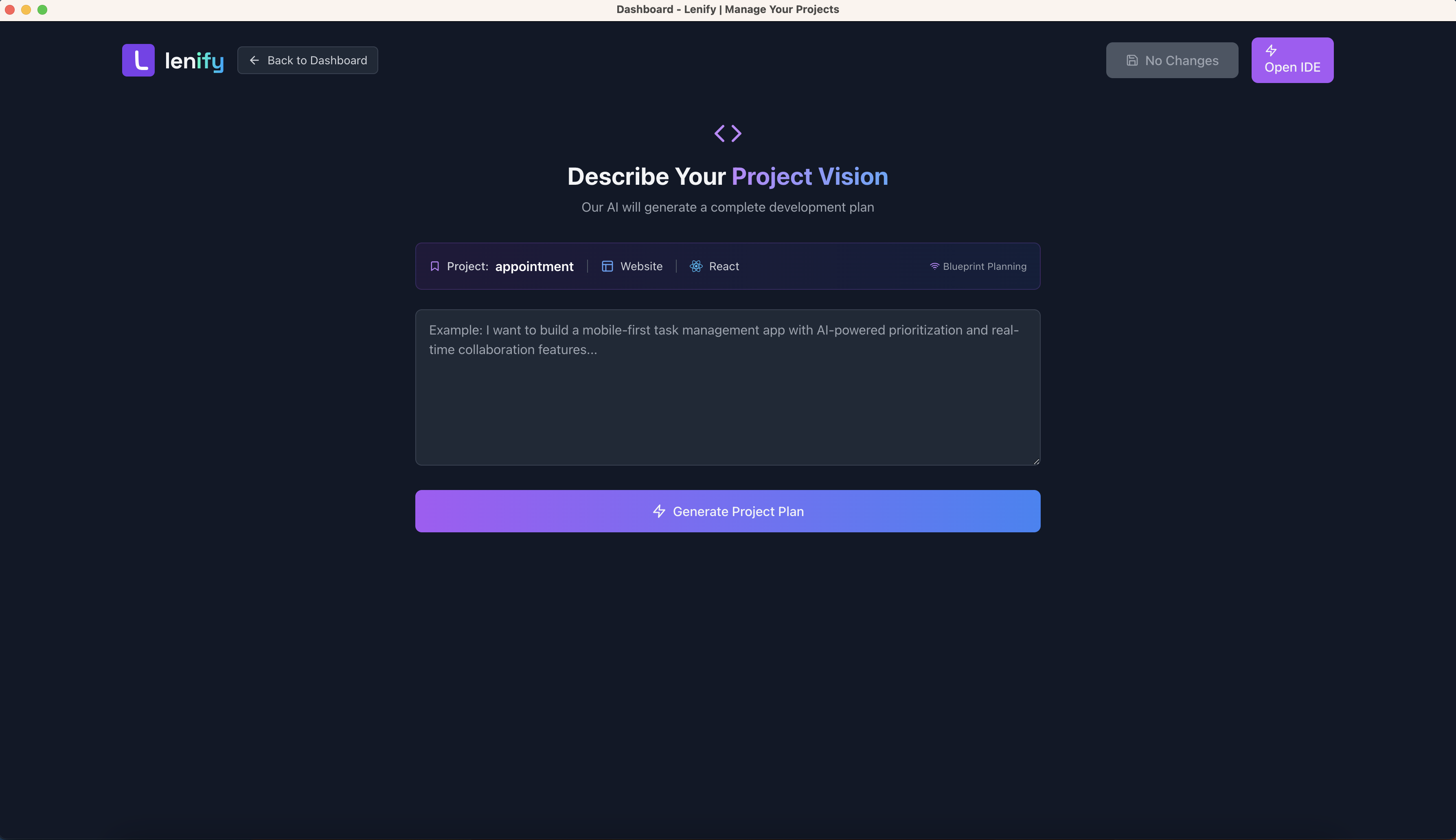 Lenify Project Vision Form