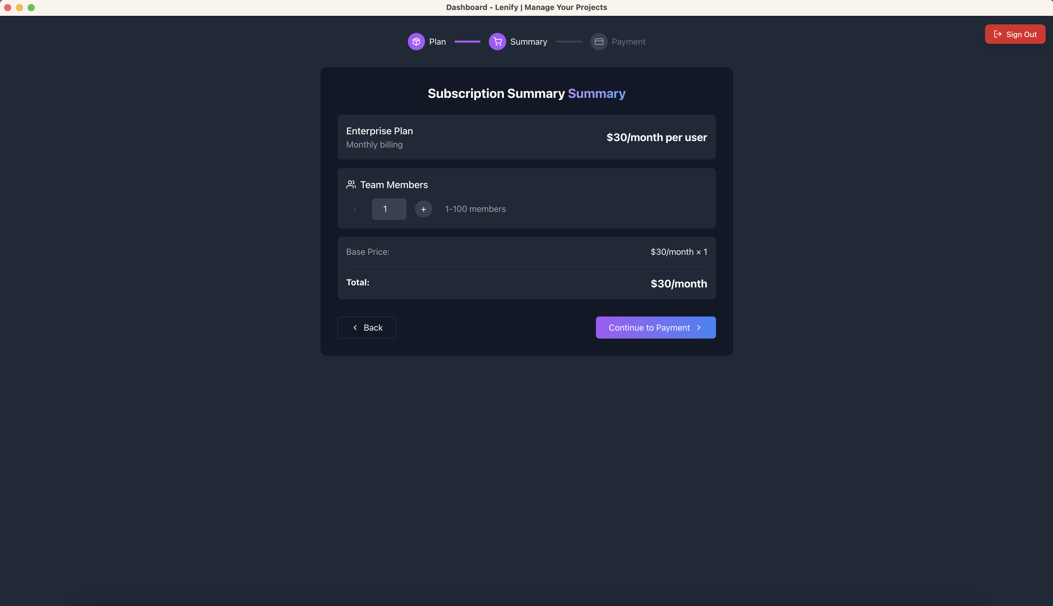Upgrade Summary Interface